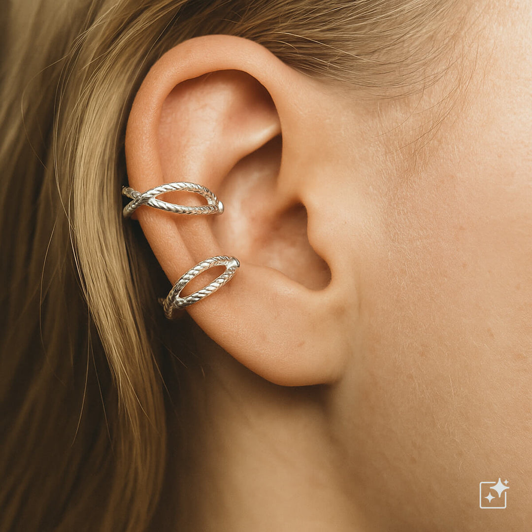 Double row cross ear cuff ear cuff 2pcs