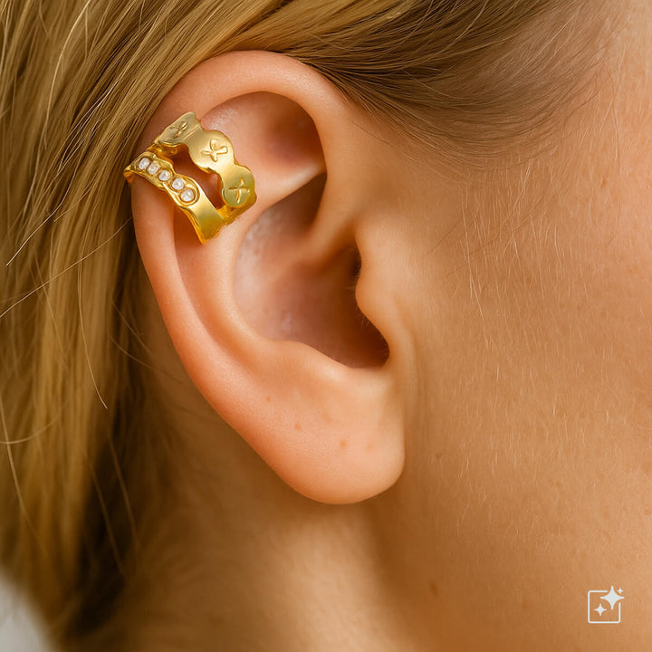 Exquisite two-row rustic ear cuff