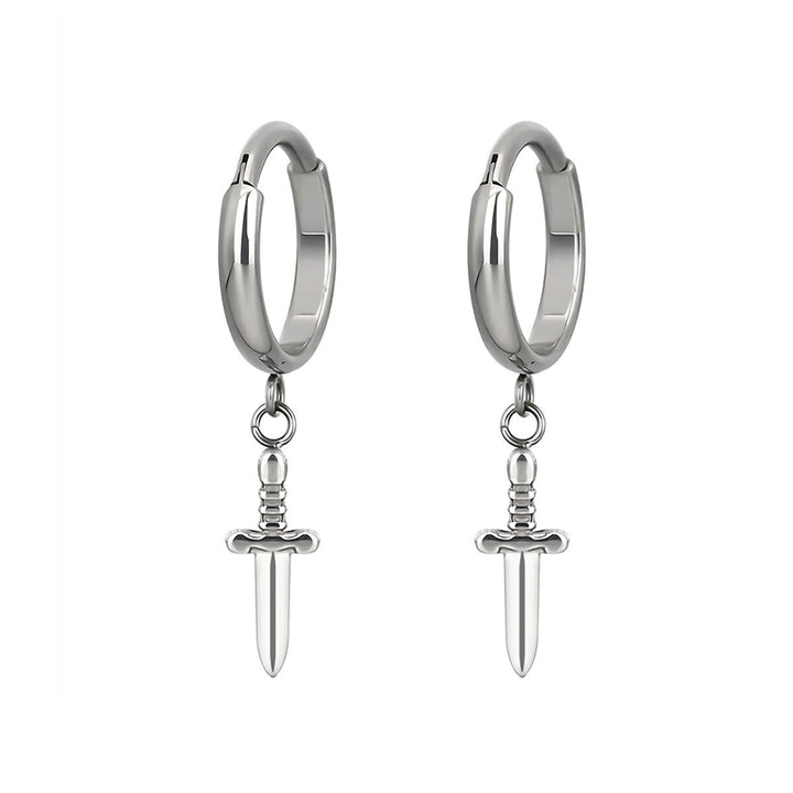 Titanium earrings with sword pendant (Titanium G23)
