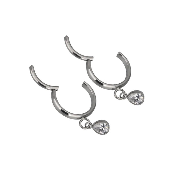 Titanium earrings with drop zirconia stone pendant (Titanium G23)