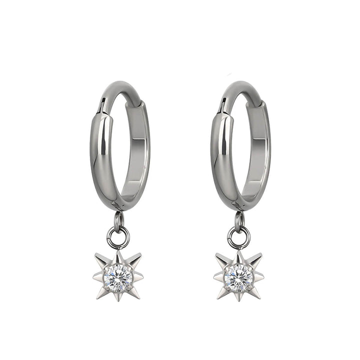 Titanium earrings with zirconia stone sun pendant (Titanium G23)