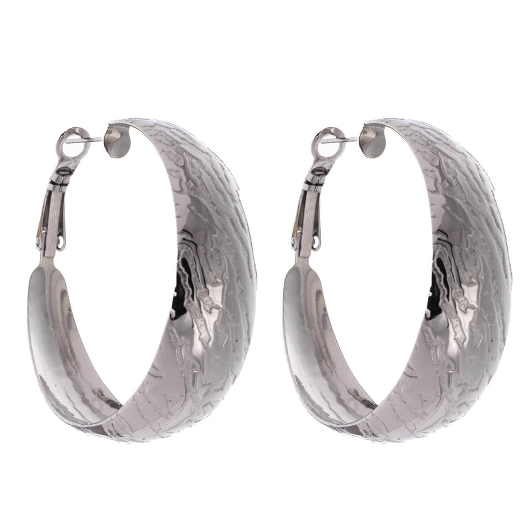 Textured wide earrings 4cm (Steel 316L)