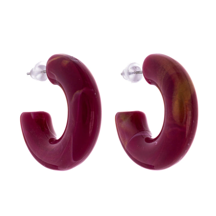 Marble-patterned plastic earrings (316L steel)