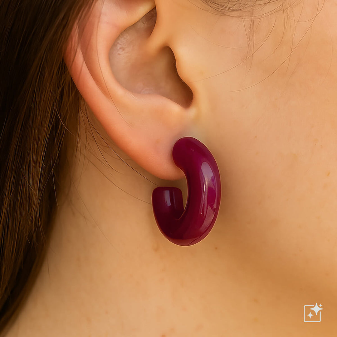 Marble-patterned plastic earrings (316L steel)