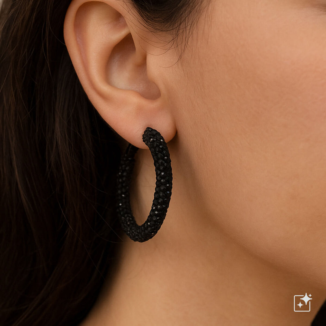 Black sparkling earrings