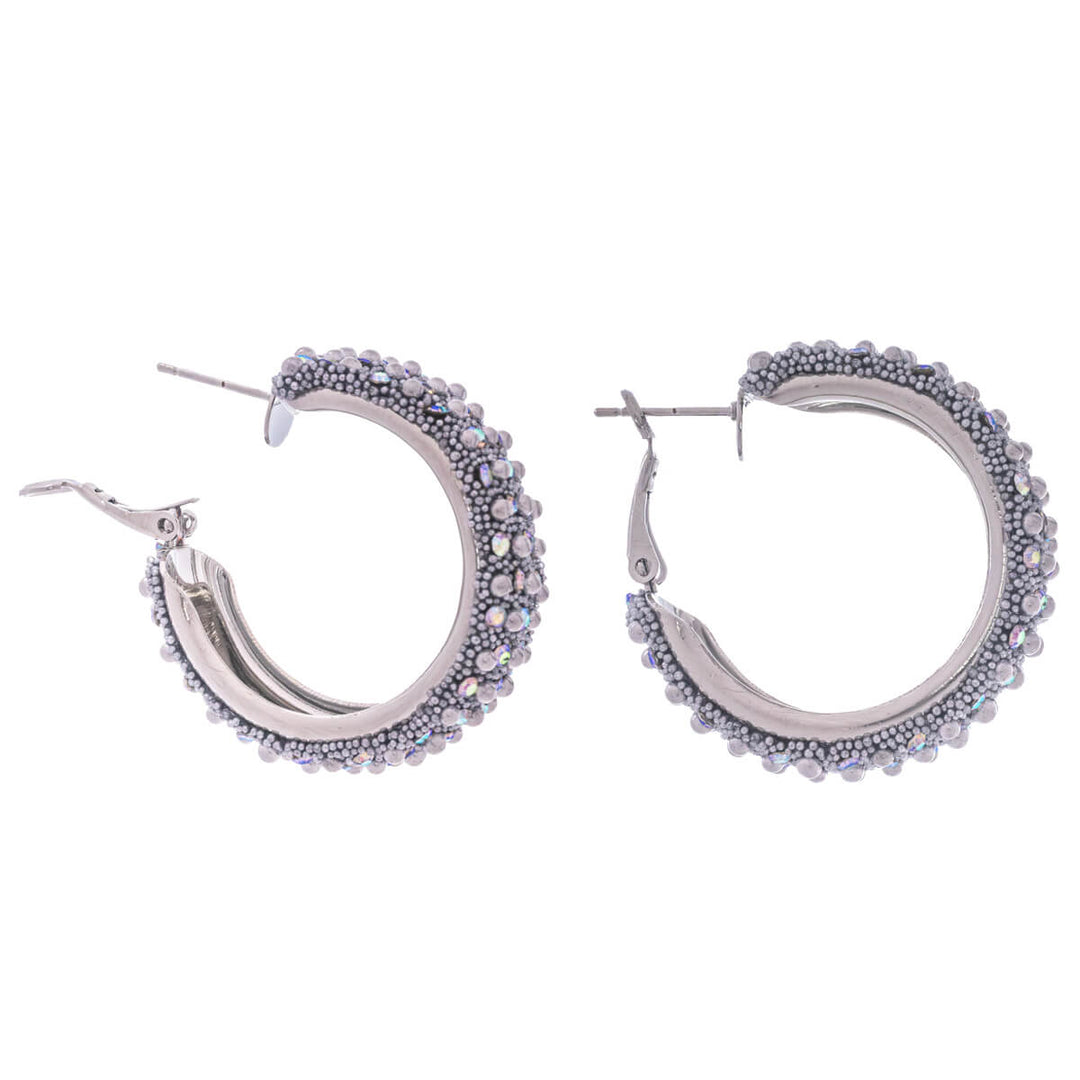 Wide sparkling earrings