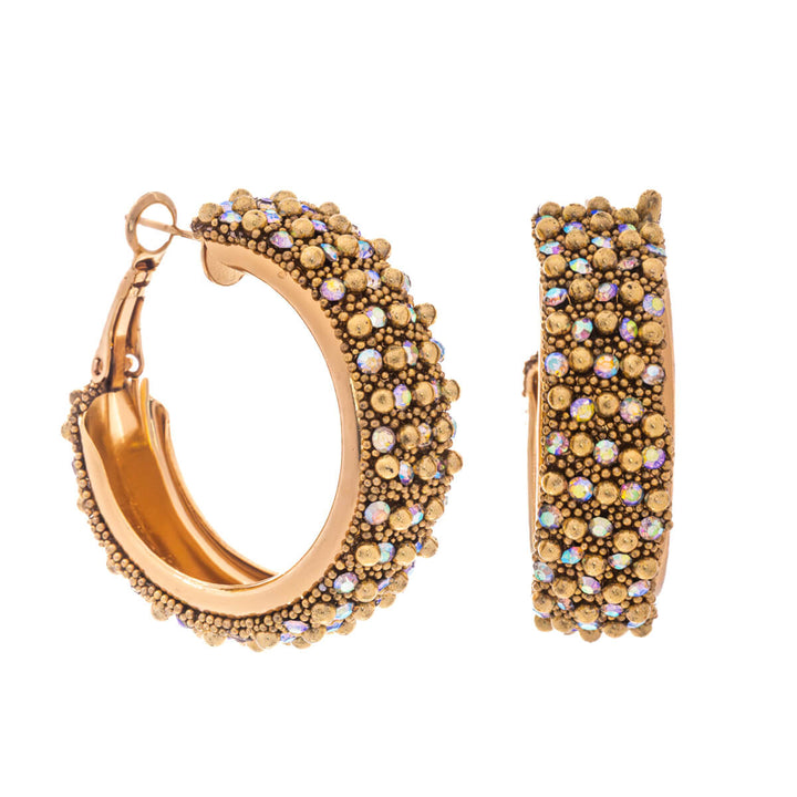 Wide sparkling earrings