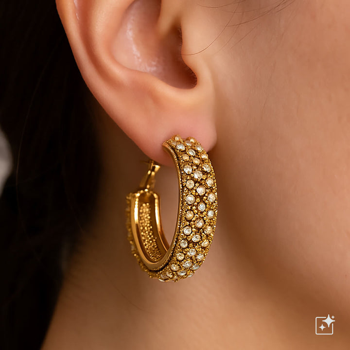 Wide sparkling earrings