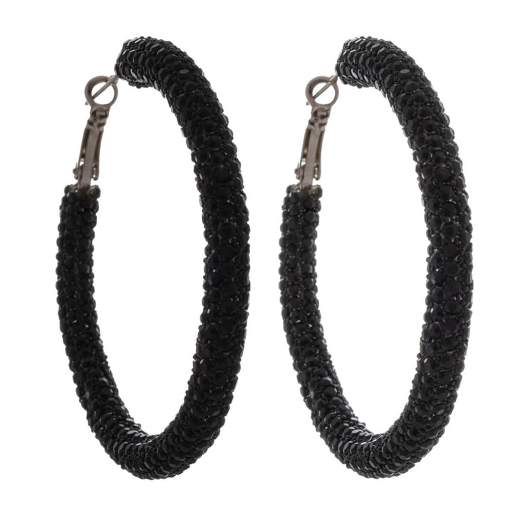 Black sparkling earrings 6cm