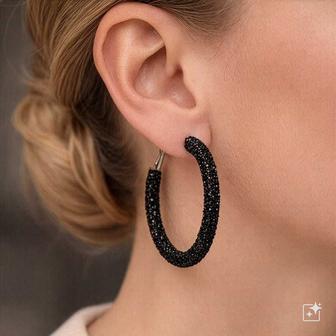 Black sparkling earrings 6cm