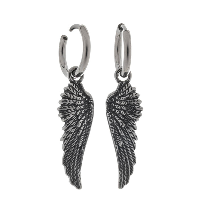 Men's earrings with wing pendants – surgical steel