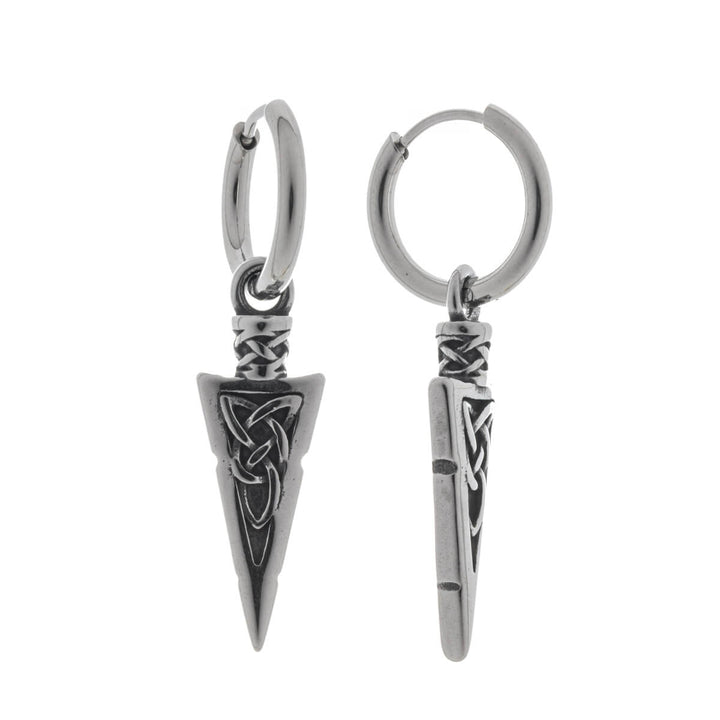 Men's earrings with Celtic patterned arrowhead pendant – surgical steel