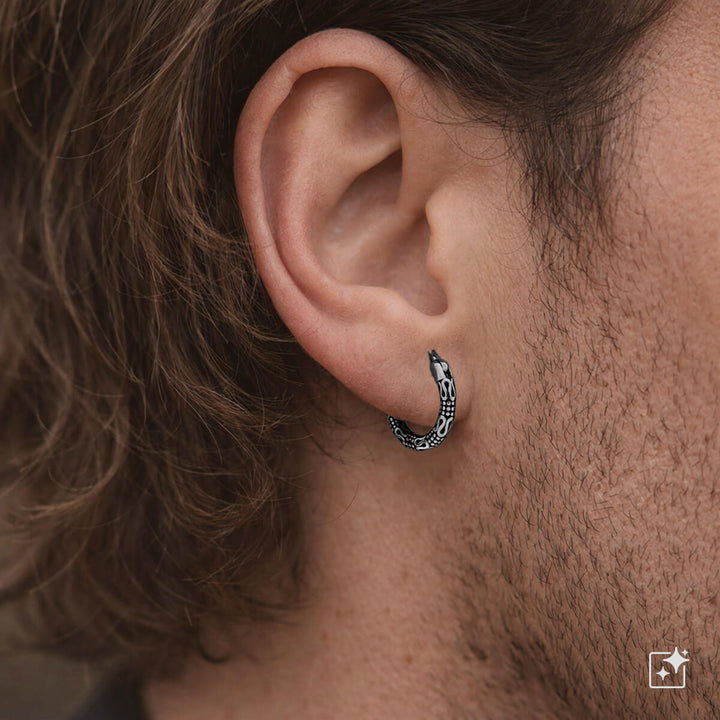 Men's decorated earring – surgical steel
