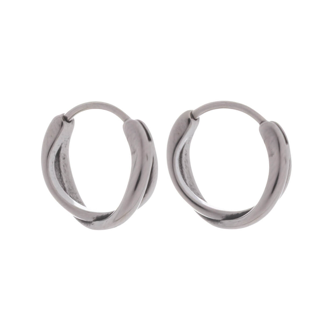 Cross-over double row earring – surgical steel