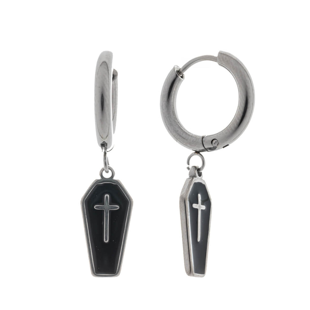 Arkkuriipus ear rings with cross – surgical steel (316L)