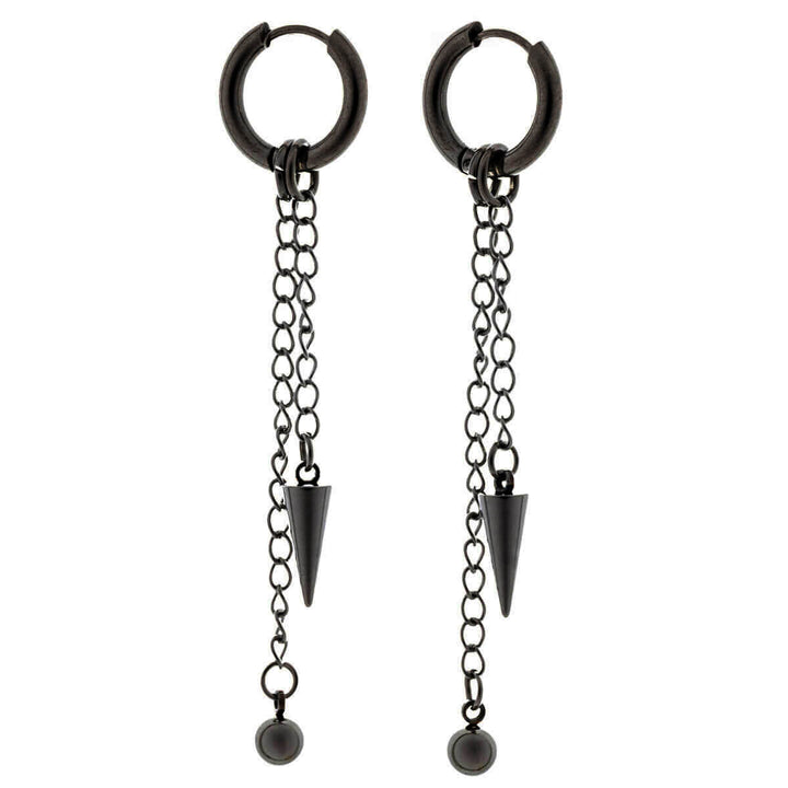 Ear rings with chain & spike and ball pendants – surgical steel (316L)
