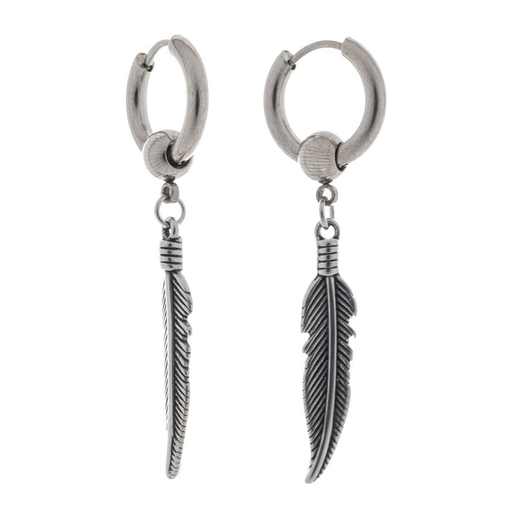Long feather ear cuffs with ball – surgical steel (316L)