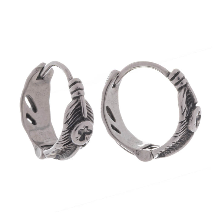 Feather pattern earrings 13mm – Surgical steel (316L)
