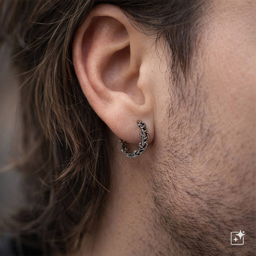 Braided spike pattern earrings 12mm – Surgical steel (316L)