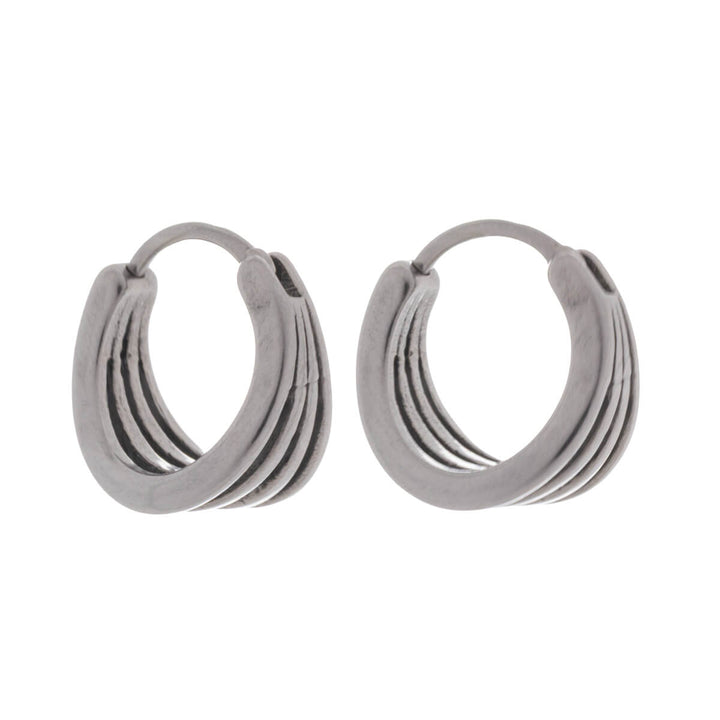 Three-row steel earring 11 mm (316L)