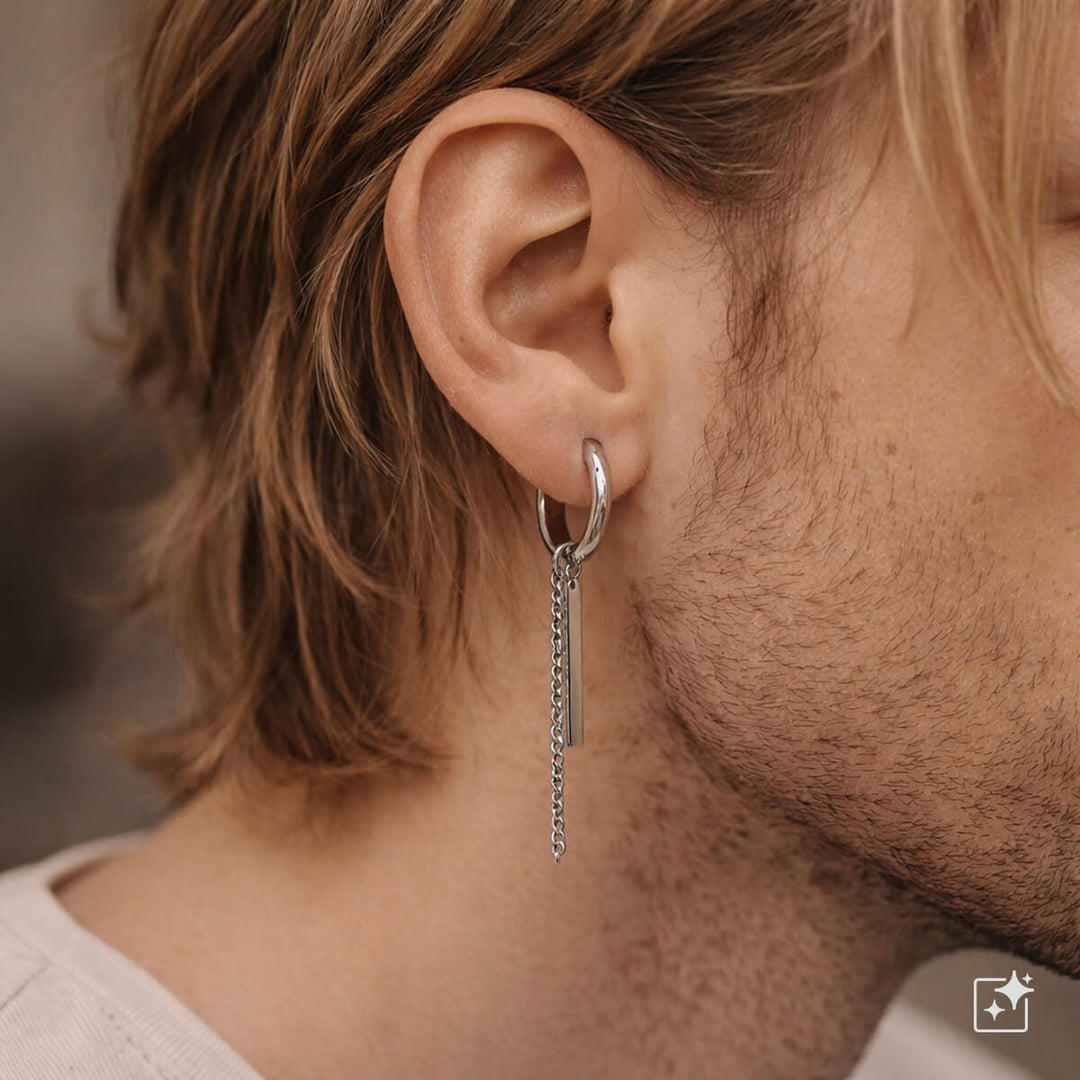 Chain pillar earrings – surgical steel (316L)