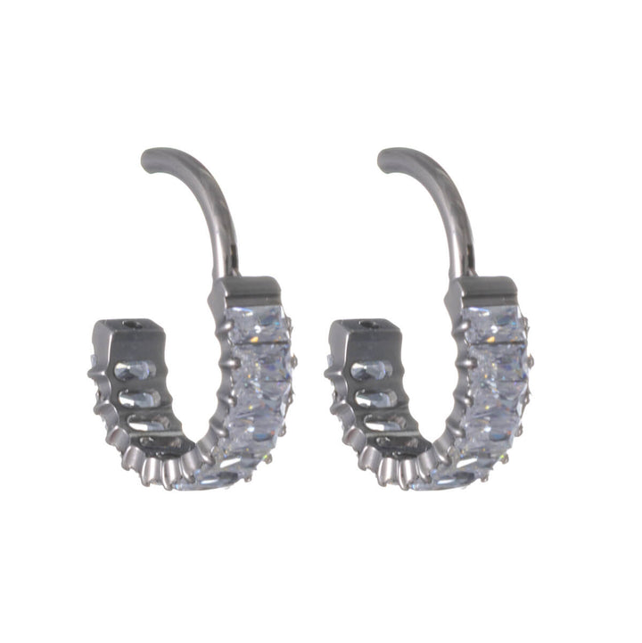 Titanium Baguette Zirconia Earrings 8 mm – G23