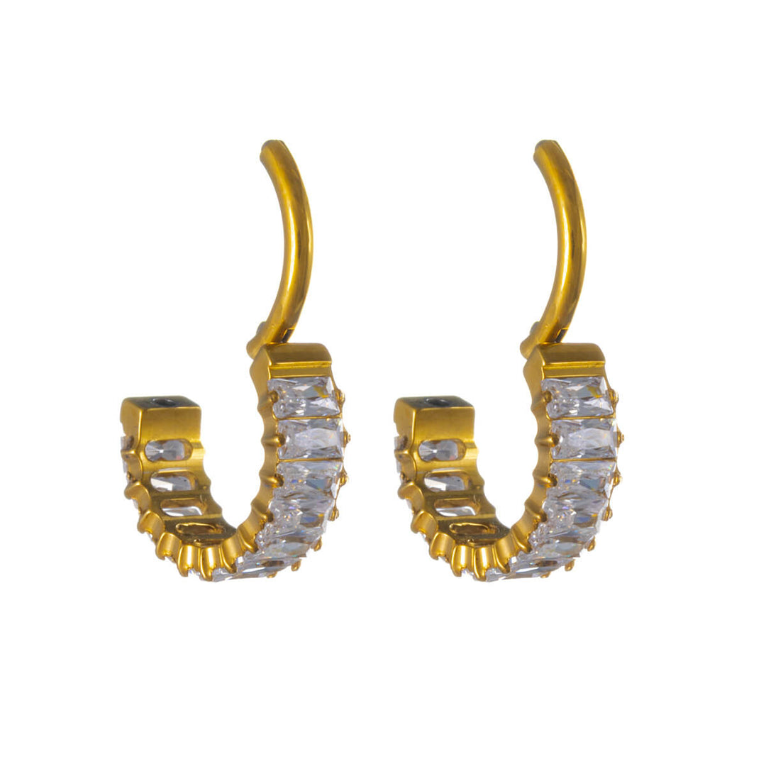 Titanium Baguette Zirconia Earrings 8 mm – G23
