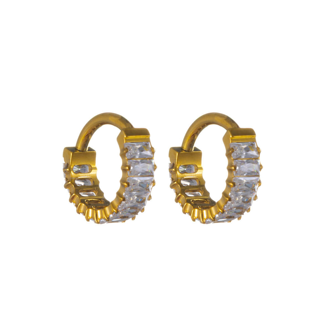 Titanium Baguette Zirconia Earrings 8 mm – G23