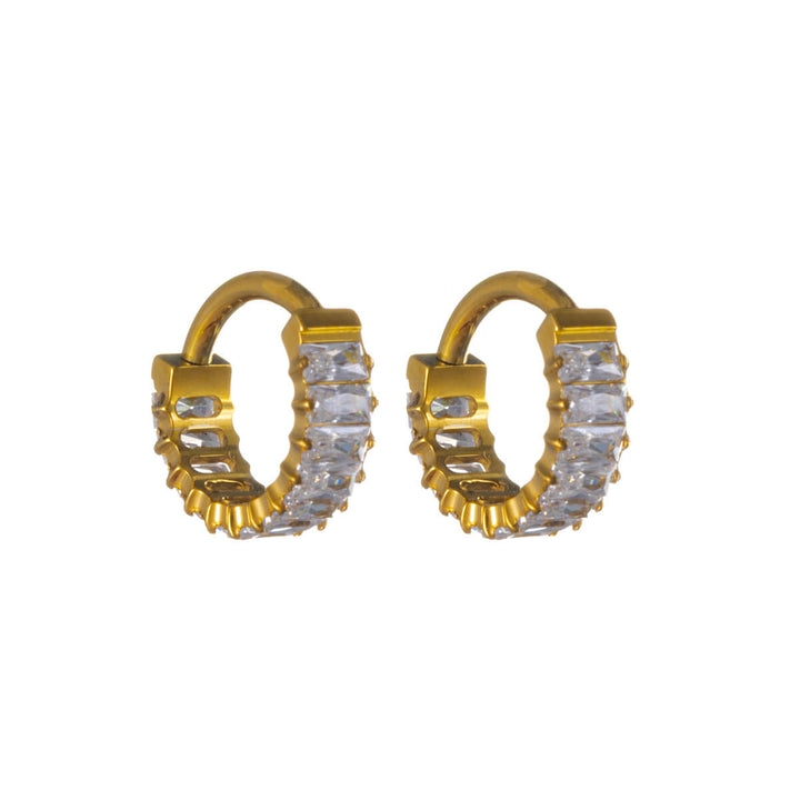 Titanium Baguette Zirconia Earrings 8 mm – G23