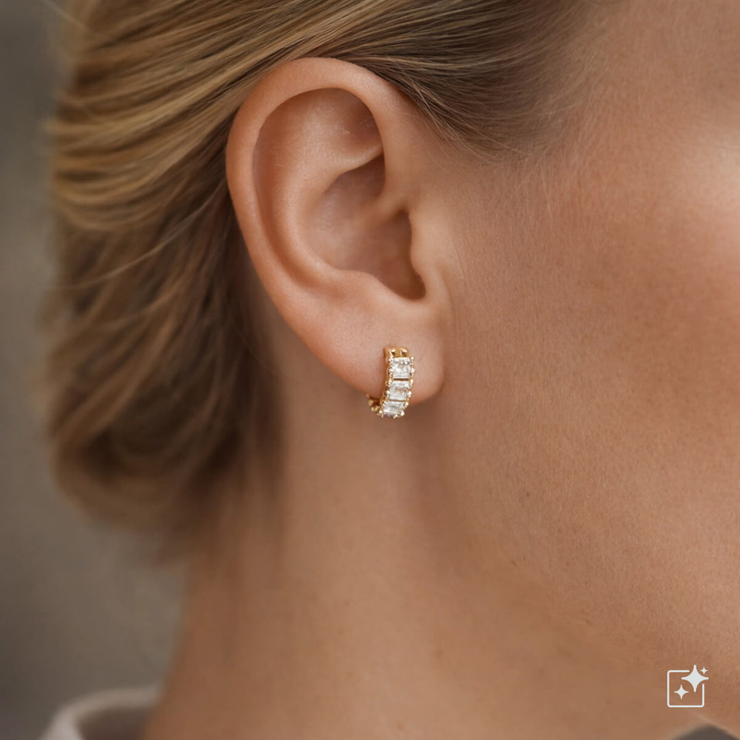 Titanium Baguette Zirconia Earrings 8 mm – G23