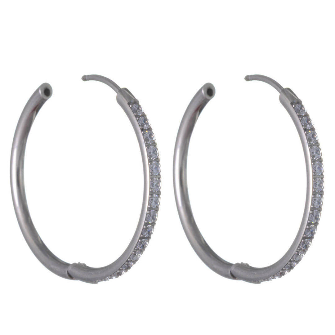 Titanium Zirconia Ear Rings 2cm – Pavé (G23)