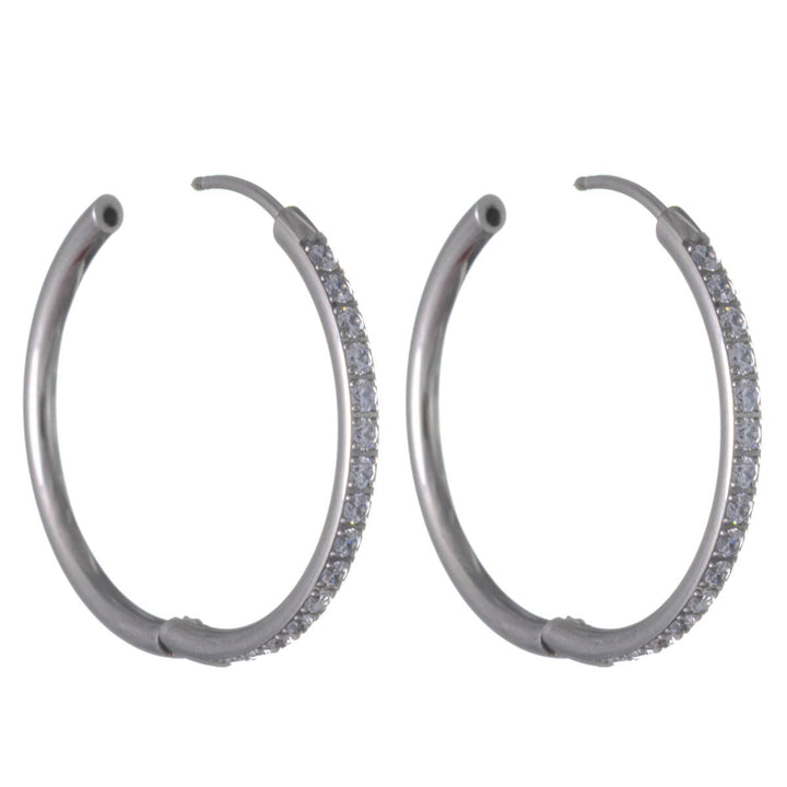 Titanium Zirconia Ear Rings 2cm – Pavé (G23)