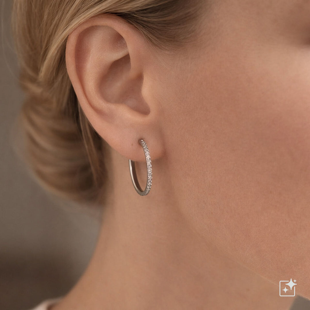 Titanium Zirconia Ear Rings 2cm – Pavé (G23)