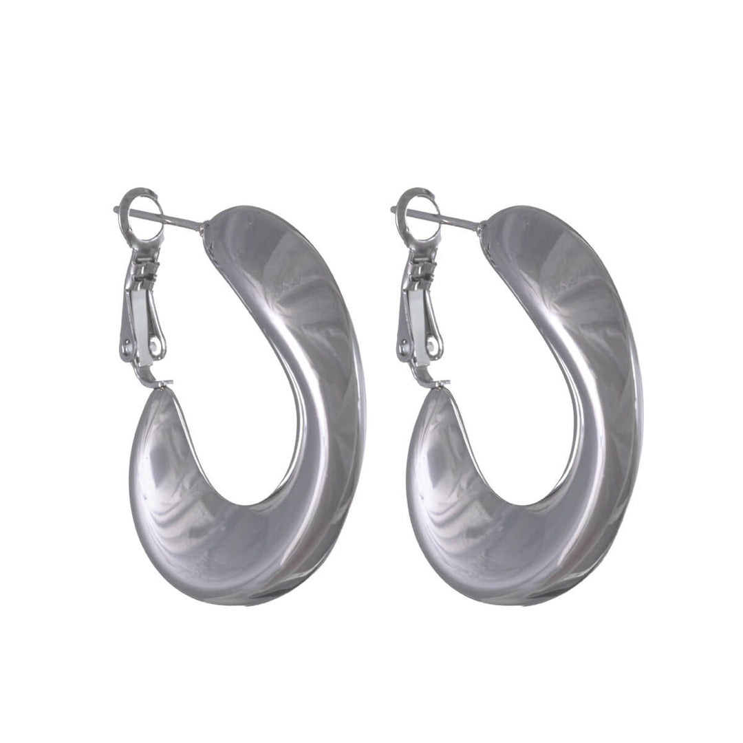 Thick ear hoops – wavy design (316L surgical steel)