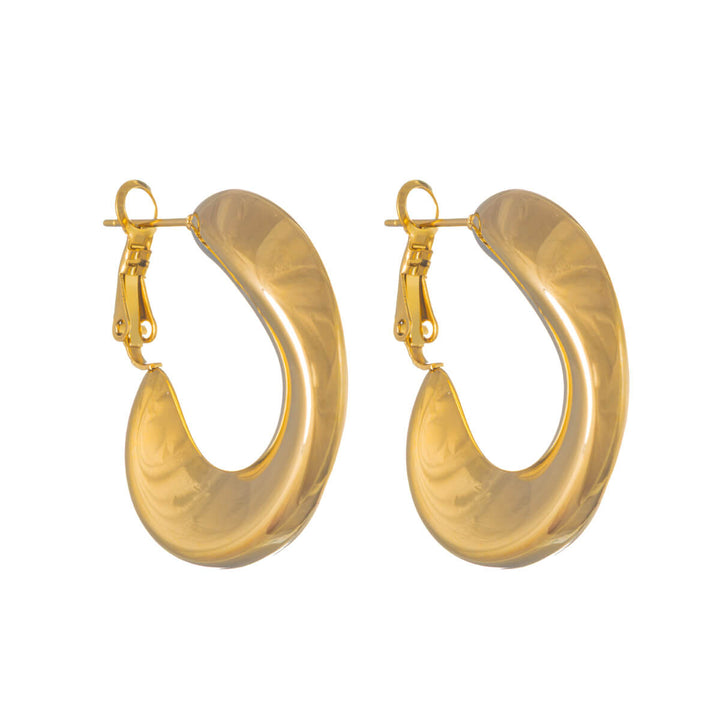 Thick ear hoops – wavy design (316L surgical steel)