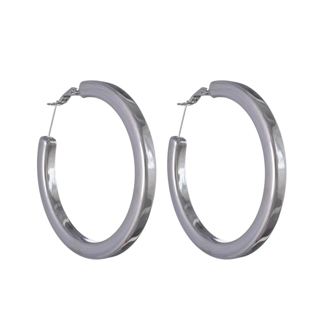 Large, angular hoop earrings – 5 cm square tube (316L surgical steel)
