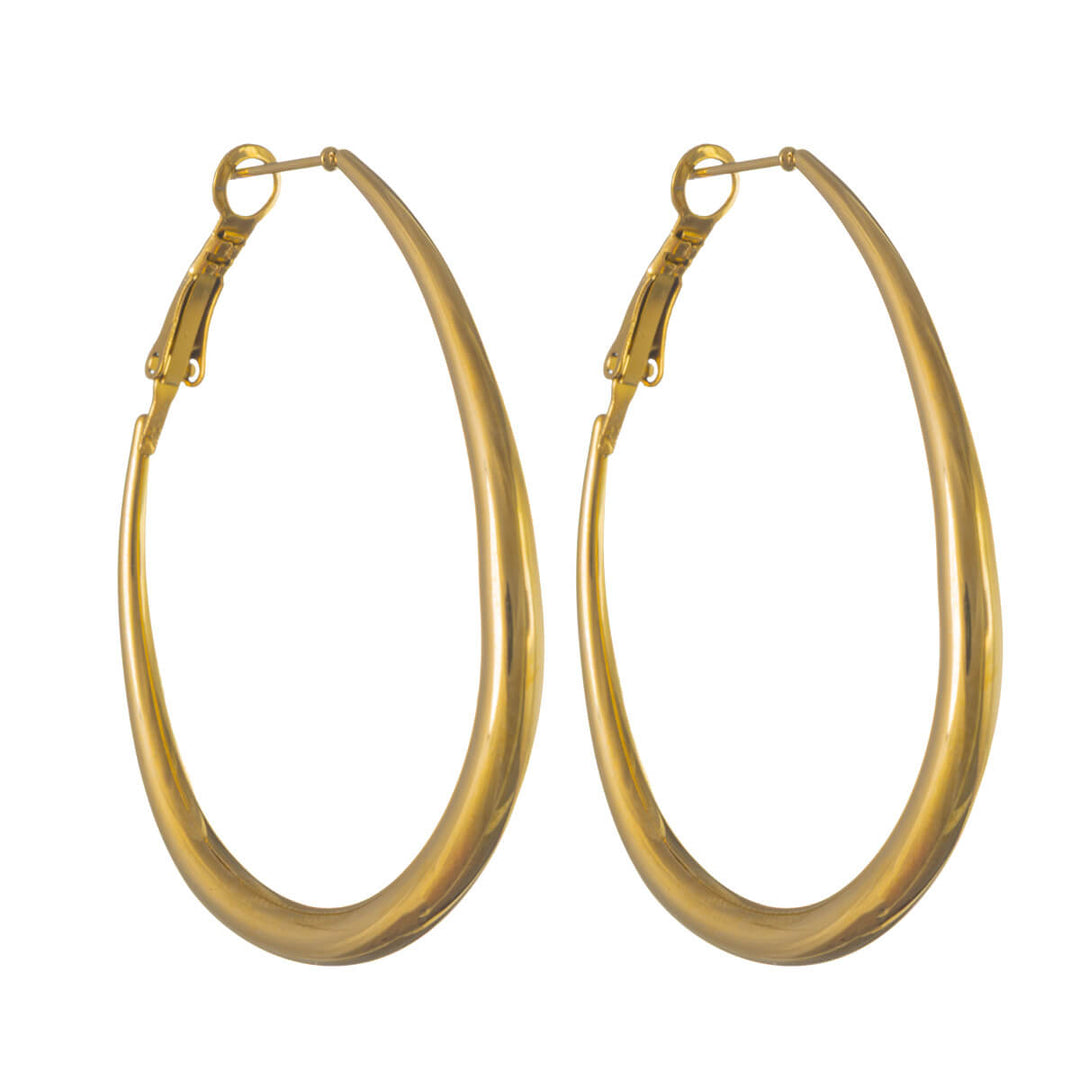 Teardrop-shaped hoop earrings – delicate design, 4 cm (316L surgical steel)