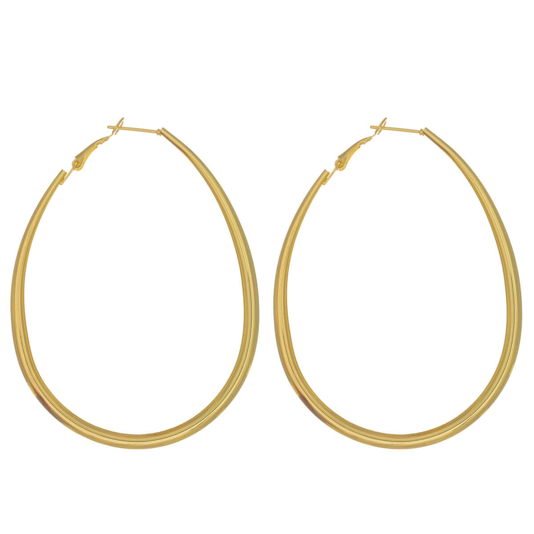 Large teardrop-shaped hoop earrings – striking design, 6 cm (316L surgical steel)