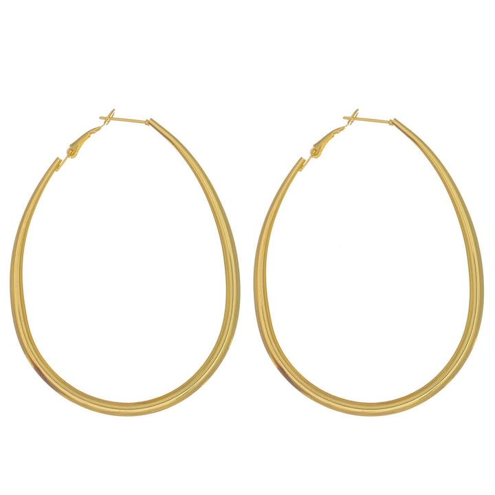 Large teardrop-shaped hoop earrings – striking design, 6 cm (316L surgical steel)