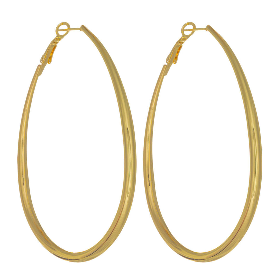 Large teardrop-shaped hoop earrings – striking design, 6 cm (316L surgical steel)