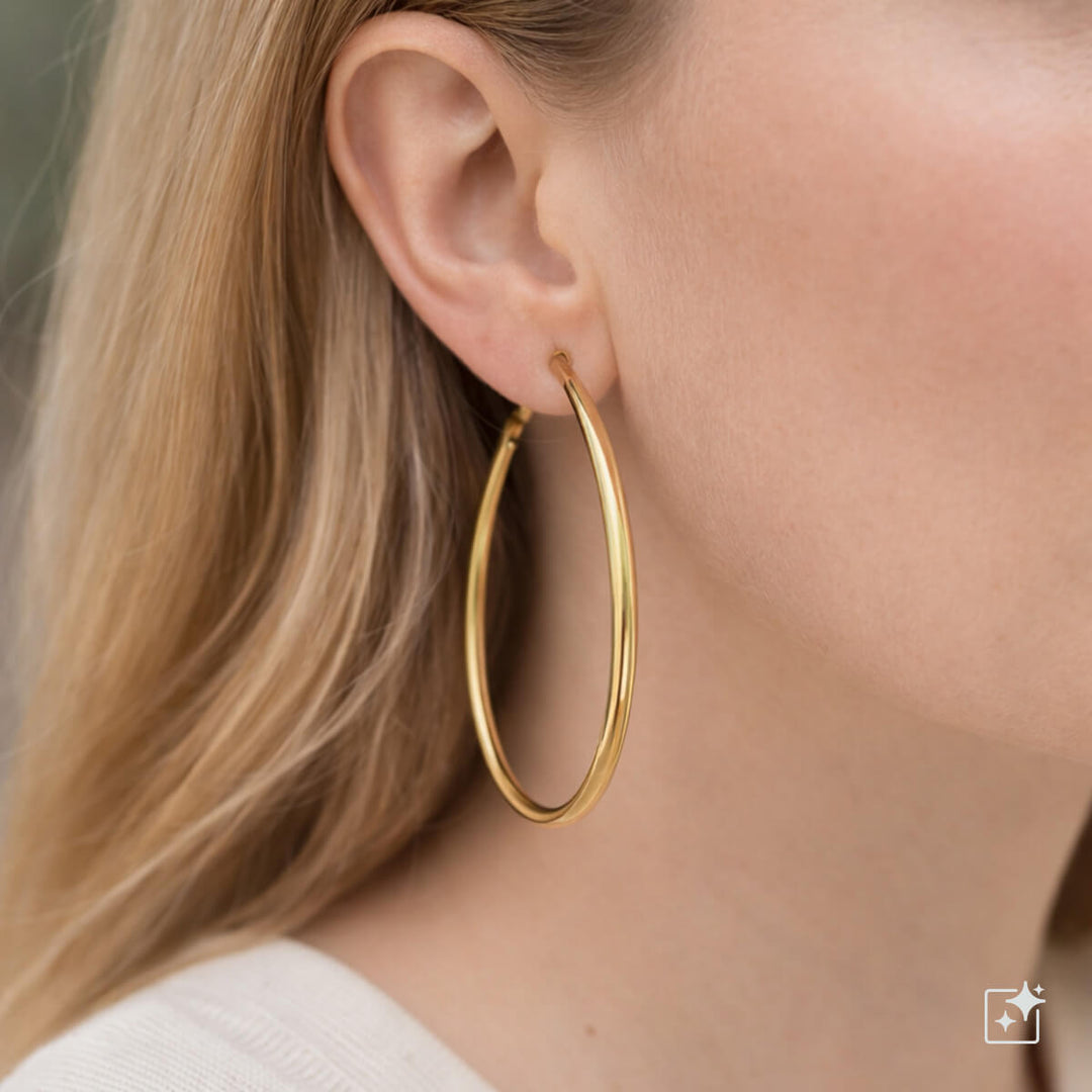 Large teardrop-shaped hoop earrings – striking design, 6 cm (316L surgical steel)