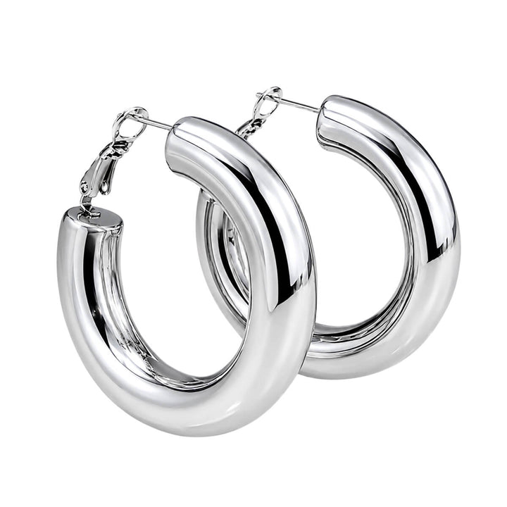 Round, thick ear hoops, 4 cm (316L surgical steel)