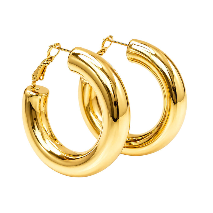 Round, thick ear hoops, 4 cm (316L surgical steel)