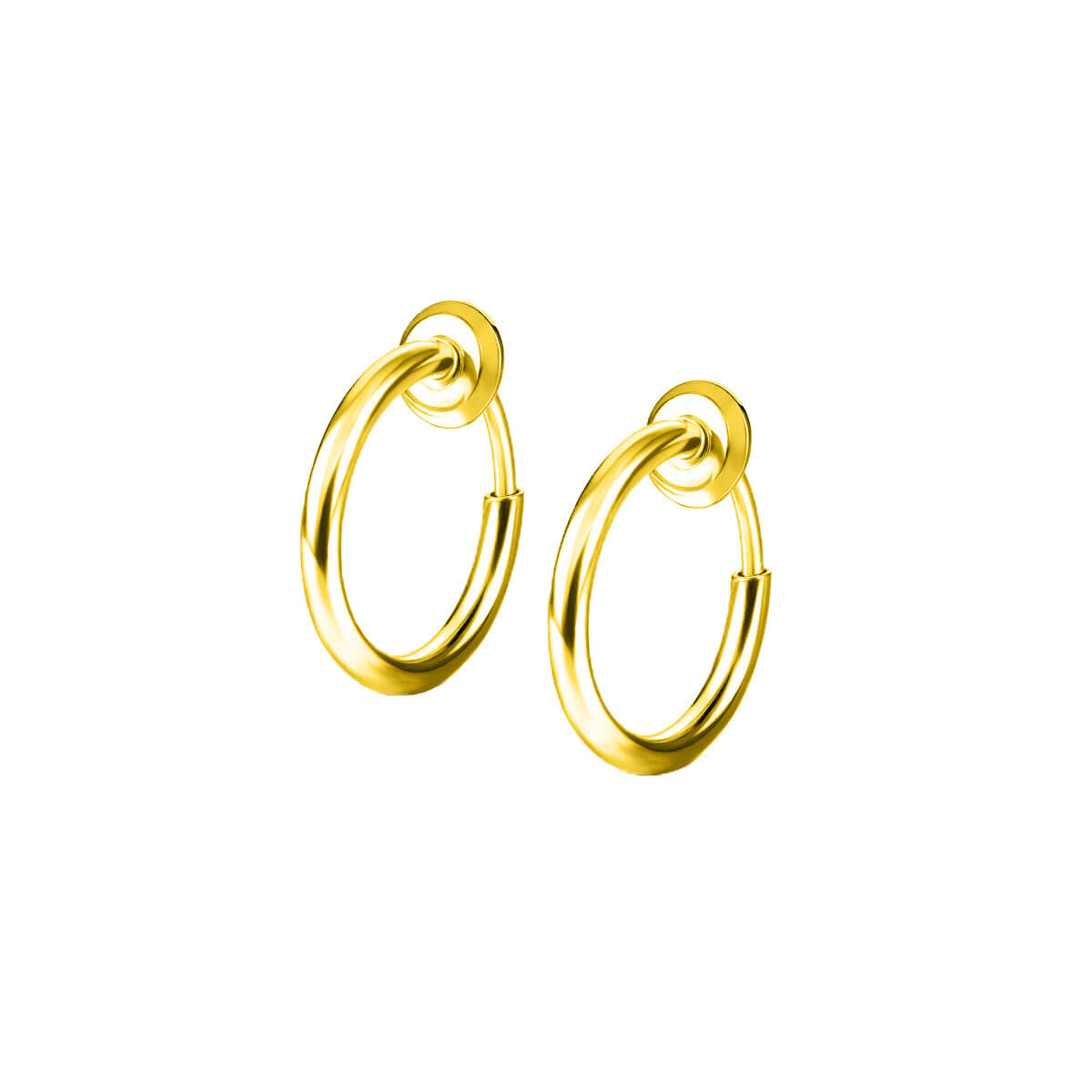 Spring-loaded earring with fine ring 10mm 2pcs (Steel 316L)