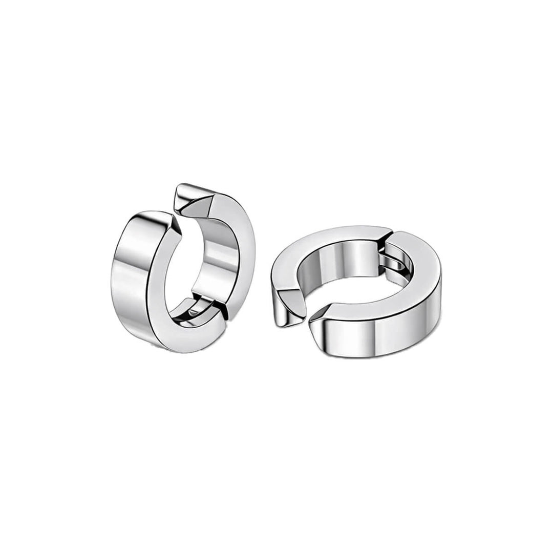 Men's clip-on earring, 4 mm, made of surgical steel, without a hole, in a steel-colored finish