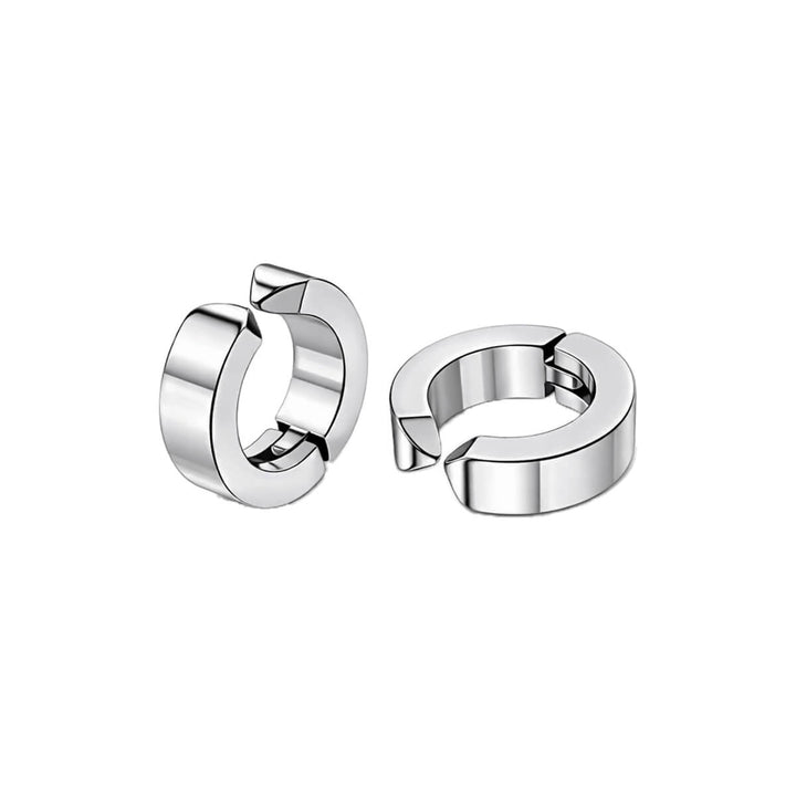 Men's clip-on earring, 4 mm, made of surgical steel, without a hole, in a steel-colored finish