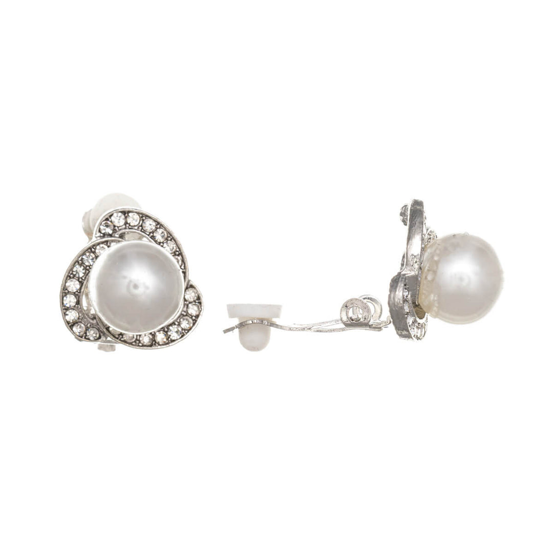 Sparkling pearl clip earrings