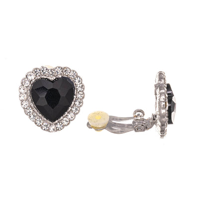 Rhinestone heart clip earrings