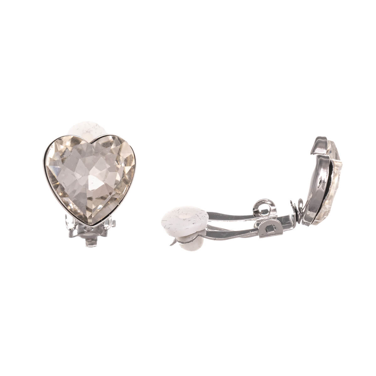 Rhinestone heart clip-on earrings (Steel 316L)