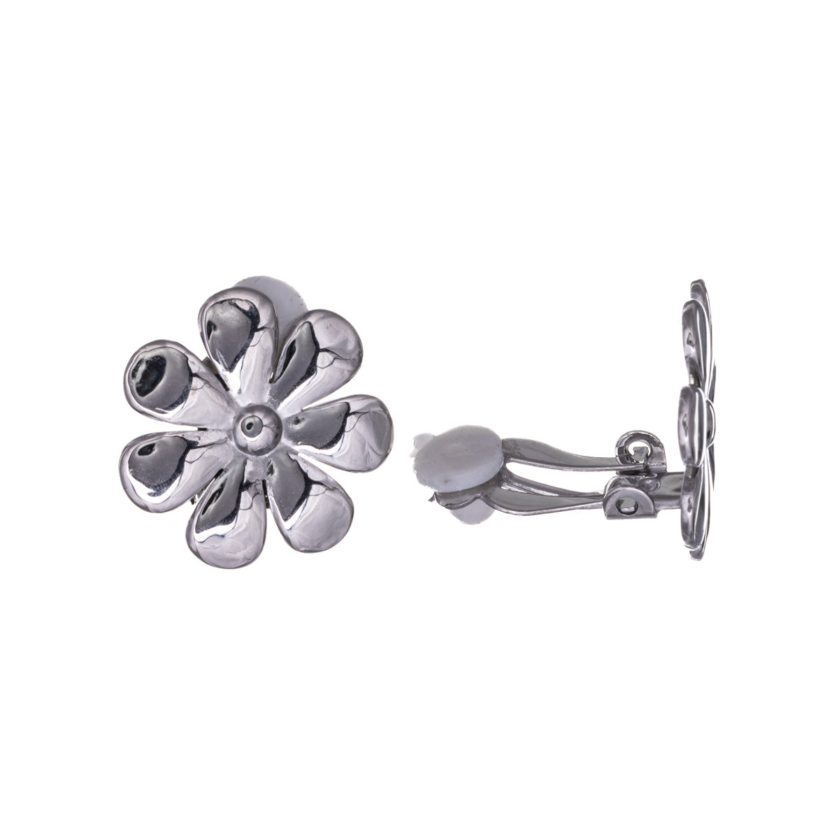 Steel round flower clip earrings (Steel 316L)